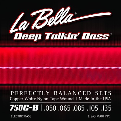 Labella 750C-B-XL Copper White Nylon Tapewound 5 String Light (50 - 65 - 85 - 105 - 135) Extra Long Scale