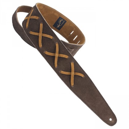 Henry Heller Suede X'S - Chocolate/Brown Bass Guitar Strap